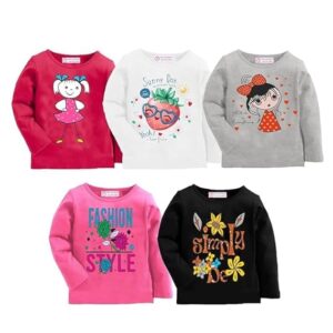 Girls' Cotton Full Hand Regular Fit T-Shirt