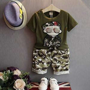 Googo Gaaga Boys Army Design Round Neck T-Shirt And Short Set