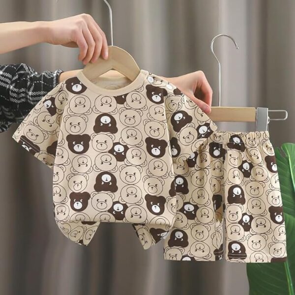 Half Sleeve Cute Cartoon Print Cotton T-shirt & Shorts