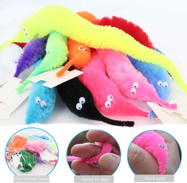 KICKZU 2Pack Fuzzy Worm Toys