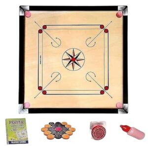 KMT Carrom Board for Kids Free Wooden Coins and Powder