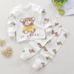 Kid's Cartoon Print Cotton Full Sleeve T-Shirt & Pajama