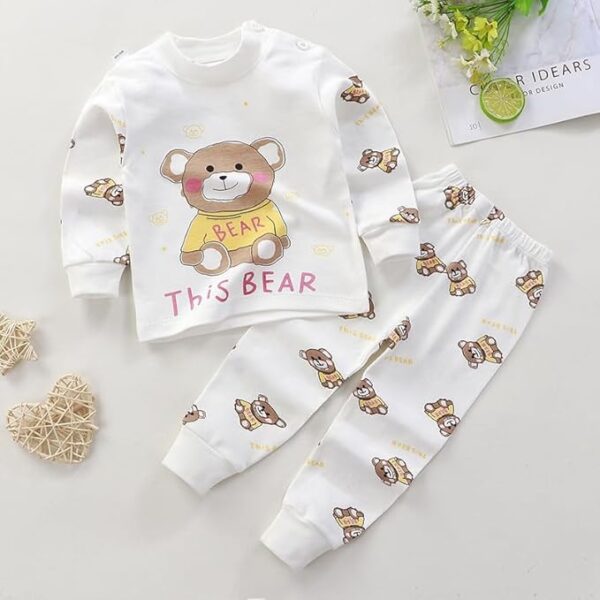 Kid's Cartoon Print Cotton Full Sleeve T-Shirt & Pajama