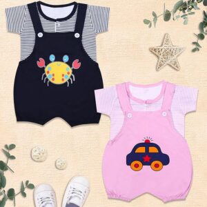 Newborn Baby Boy's Baby Girl's Cotton Dungaree Combo