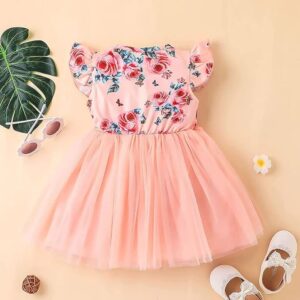 Niren Enterprise Baby-Girl's Net A-Line Knee-Length Orbital Frock
