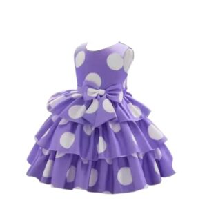 Baby-Girl's Satin Blend A-Line Knee-Length Pink Polka DOT Frock