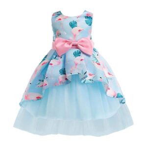 Niren Enterprise Girl's Satin A-Line Knee-Length Flamingo Frock