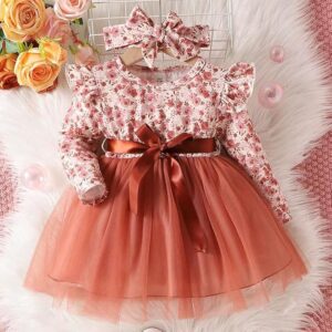 Niren Enterprise Miller Floral Printed Full Sleeve Cotton Baby Frock