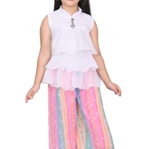 TUSI DRESSES Chiffon Printed Top Pant Set For Girls