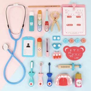 TOYARTSY Wooden Doctor and Dentist Pretend Play Set