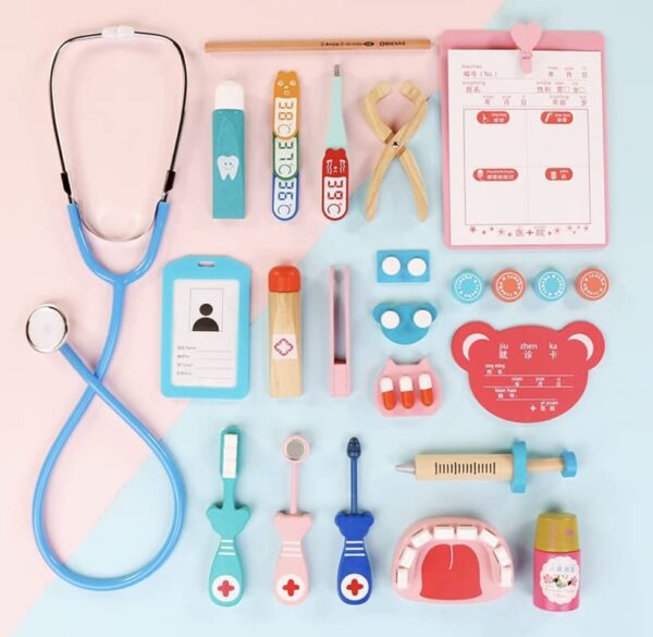 TOYARTSY Wooden Doctor and Dentist Pretend Play Set