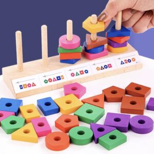TOYARTSY Smart Activity Fun and Learning Geometrics - Shape Stacker