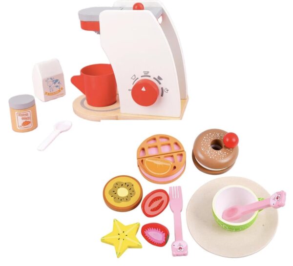 TOYARTSY Children Pretend Play Toys Wooden Coffee Maker