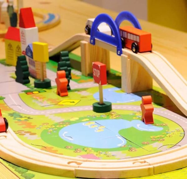 TOYARTSY 40 PCs Wooden Urban Rail