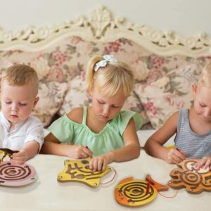 TRU TOYS Wooden Maze Toys Round Wooden Labyrinth Maze Toys
