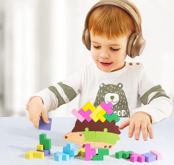 TOYARTSY Popular Wooden Building Blocks Hedgehog Stacking Educational Toys