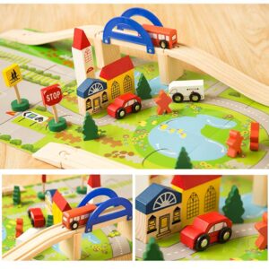 HAPPY HUES® Wooden Track Car Bridge Toy Set