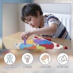 WISHKEY Wooden Rainbow Puzzle Learning Toy
