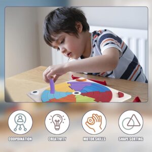 WISHKEY Wooden Rainbow Puzzle Learning Toy