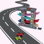 WireScorts Colorful Wooden Ramp Race Track Set for Kids