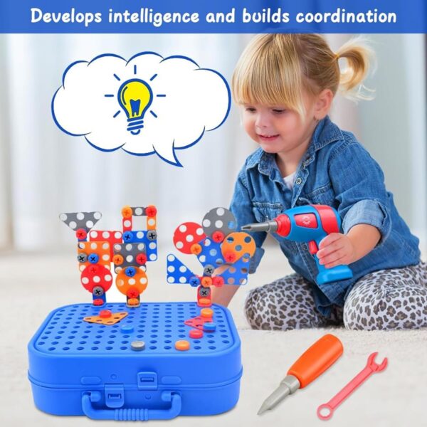 Kidology Electric Drill Screw Tool Set Creative Mosaic Puzzle Toy