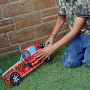 Wooden Racing Red Sports Car Toy Busy Board for Kids