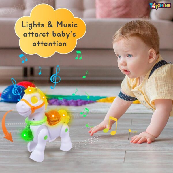 Toyshine Battery Operated Cute Interactive Walking Pony with Light & Sound