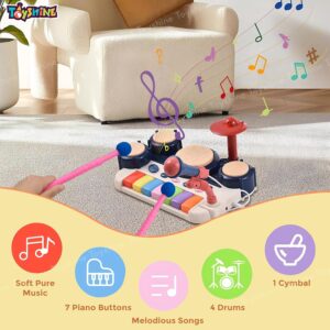Toyshine Battery Operated 2 in 1 Multifunctional Educational Drum Toy