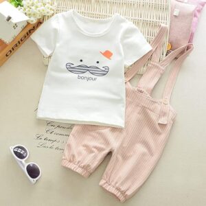 Baby Boy's Cotton T-Shirt With Dungaree Shorts