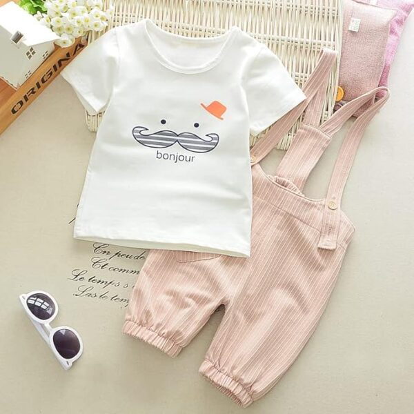 Baby Boy's Cotton T-Shirt With Dungaree Shorts