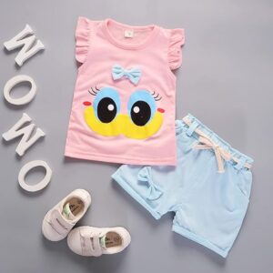Baby Girl's Cotton T-Shirt And Shorts Clothing Set