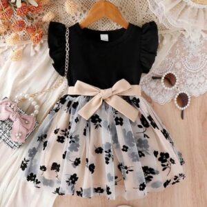 Baby-Girl's Net Fit and Flare Knee-Length Dress