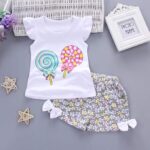Baby Girl's Ruffle Top Tshirt Vest With Shorts Set