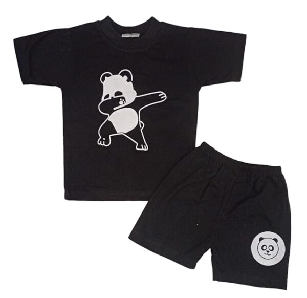 "Bear" Printed Black Cotton Clothing Sets