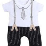 Black & White Boys Half Sleeves Thigh Length Romper