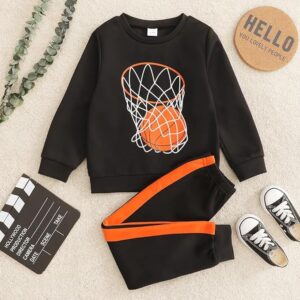 Boy's Cotton Full Sleeves Printed Sweatshirt with Pant Set