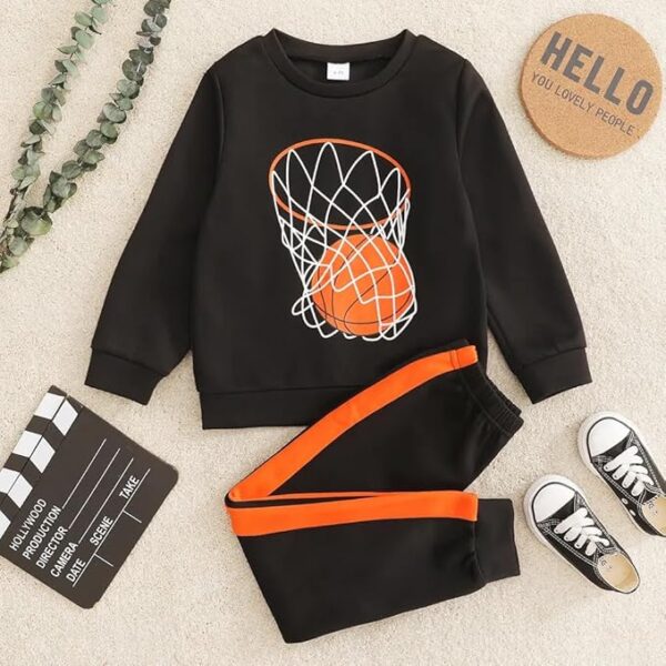 Boy's Cotton Full Sleeves Printed Sweatshirt with Pant Set