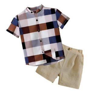 Boys Ethnic Print Short Sleeve Shirt and Shorts Set