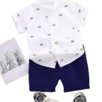 Boys Striped Colorful Short Sleeve Shirt and Shorts Set
