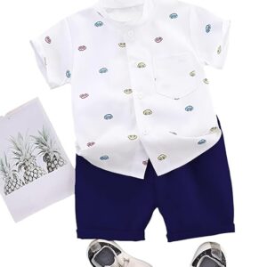 Boys Striped Colorful Short Sleeve Shirt and Shorts Set
