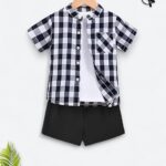 Buffalo Check Short Sleeve Shirt and Shorts Set