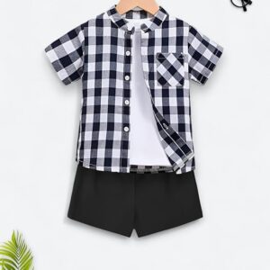 Buffalo Check Short Sleeve Shirt and Shorts Set