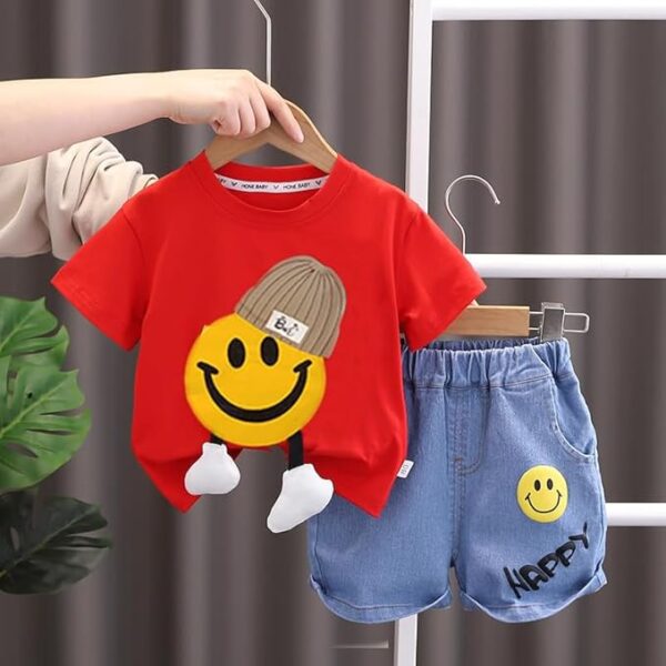 Cotton Half Sleeve T-shirt & Denim Shorts