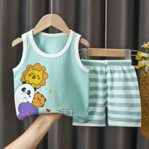 Dinosaur Printed Adventure Sleeveless Vest T-Shirt Shorts