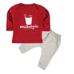 Full Sleeves Dark Grey T-Shirt & Light Grey Lower Set