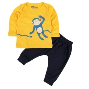 Full Sleeves Dark Grey T-Shirt & Light Grey Lower Set