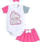 Girls Half Sleeves Bodysuit & Skirt Set