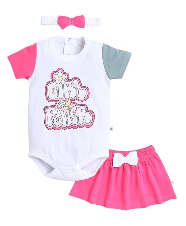 Girls Half Sleeves Bodysuit & Skirt Set