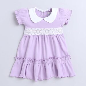 Girls Half Sleeves Cotton Frock with Headband