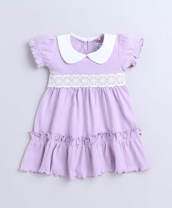Girls Half Sleeves Cotton Frock with Headband
